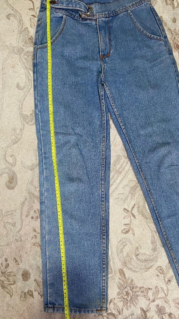 Düğmeli Mavi Kadın Denim Pantolon - Görsel 3
