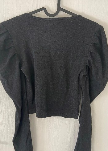 Gri Kadın Triko Uzun Kollu Bluz - Görsel 2