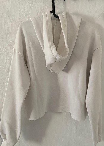 Beyaz Kapüşonlu Kadın Sweatshirt - Görsel 3