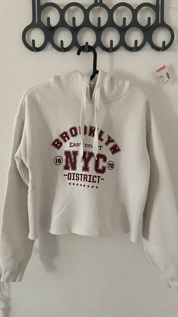 Beyaz Kapüşonlu Kadın Sweatshirt - Görsel 4