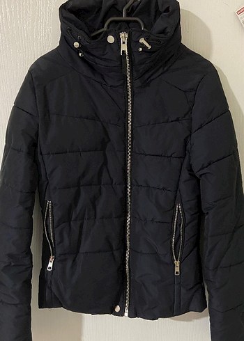 Lacivert Fermuarlı Kadın Kışlık Mont - Görsel 4