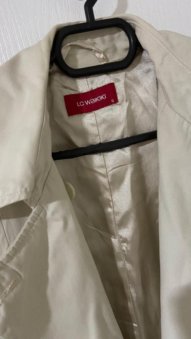 Bej Düğmeli Kadın Trençkot - Görsel 3