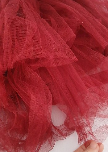 24-36 Ay Beden Bordo Kız Çocuk Nakışlı Fırfırlı Elbise