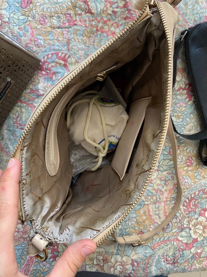 Bej Nakışlı Deri Kadın Çanta - Görsel 4