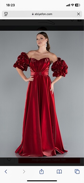 Bordo saten abiye - Görsel 8