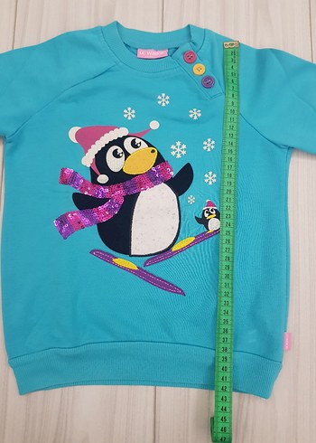 Lcwaikiki Turkuaz Renkli Baskılı Kız Sweatshirt - Görsel 6