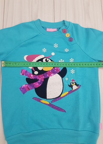 Lcwaikiki Turkuaz Renkli Baskılı Kız Sweatshirt - Görsel 5
