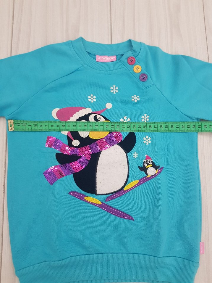 Lcwaikiki Turkuaz Renkli Baskılı Kız Sweatshirt - Görsel 5