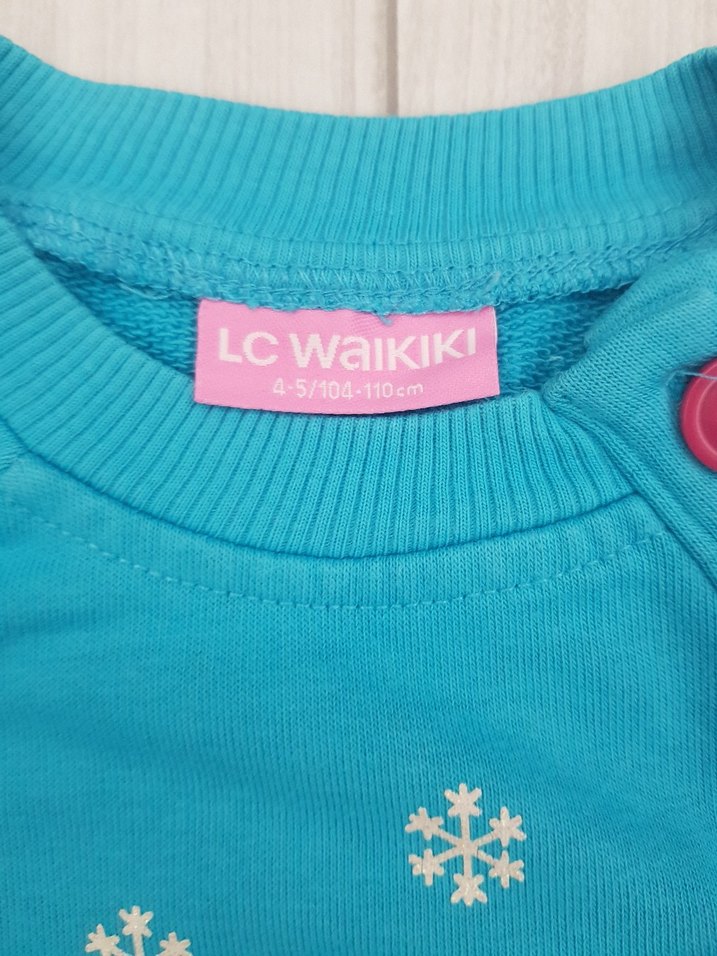 Lcwaikiki Turkuaz Renkli Baskılı Kız Sweatshirt - Görsel 4