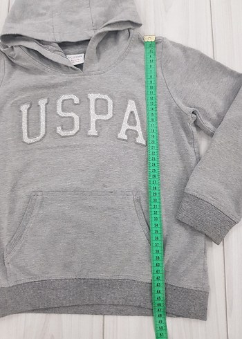 U.S Polo Assn. Gri Kapüşonlu Kız Çocuk Sweatshirt - Görsel 4