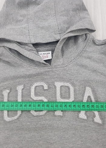 U.S Polo Assn. Gri Kapüşonlu Kız Çocuk Sweatshirt - Görsel 5