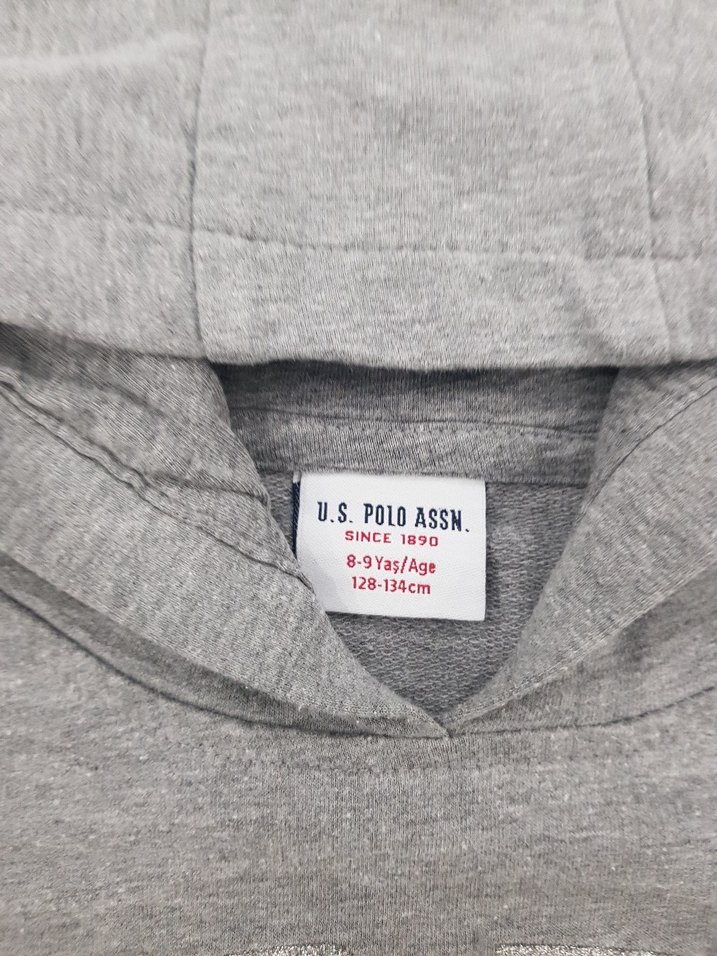 U.S Polo Assn. Gri Kapüşonlu Kız Çocuk Sweatshirt - Görsel 2