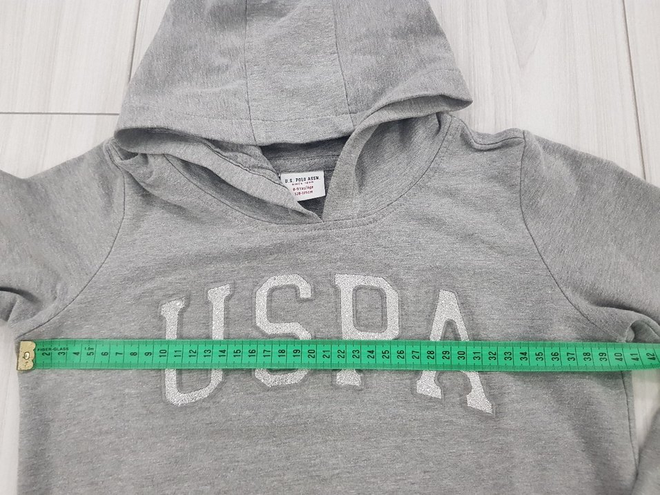 U.S Polo Assn. Gri Kapüşonlu Kız Çocuk Sweatshirt - Görsel 5