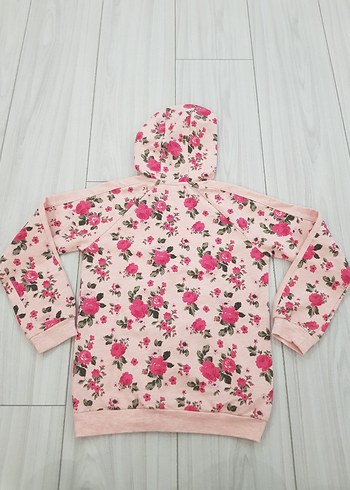 Lcwaikiki Çiçek Desenli Kapüşonlu Kız Sweatshirt - Görsel 6