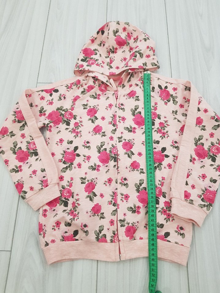 Lcwaikiki Çiçek Desenli Kapüşonlu Kız Sweatshirt - Görsel 3