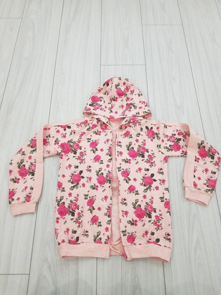 Lcwaikiki Çiçek Desenli Kapüşonlu Kız Sweatshirt - Görsel 2