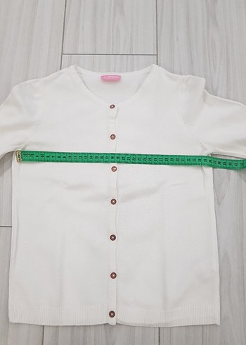 Kız Çocuk Beyaz Düğmeli Pamuk Hırka - Görsel 5