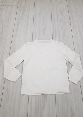 Kız Çocuk Beyaz Düğmeli Pamuk Hırka - Görsel 4