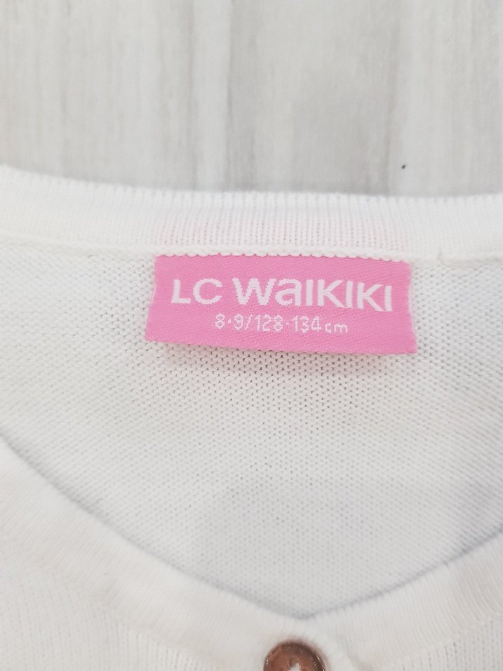 Kız Çocuk Beyaz Düğmeli Pamuk Hırka - Görsel 2