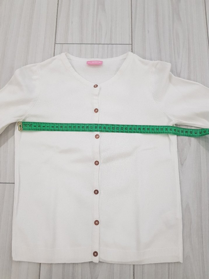 Kız Çocuk Beyaz Düğmeli Pamuk Hırka - Görsel 5