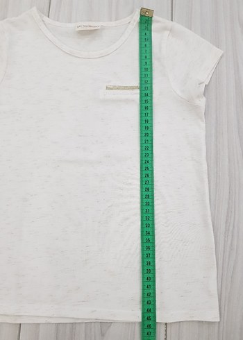 Kız Çocuk Beyaz Pamuklu Kısa Kollu Tişört - Görsel 4