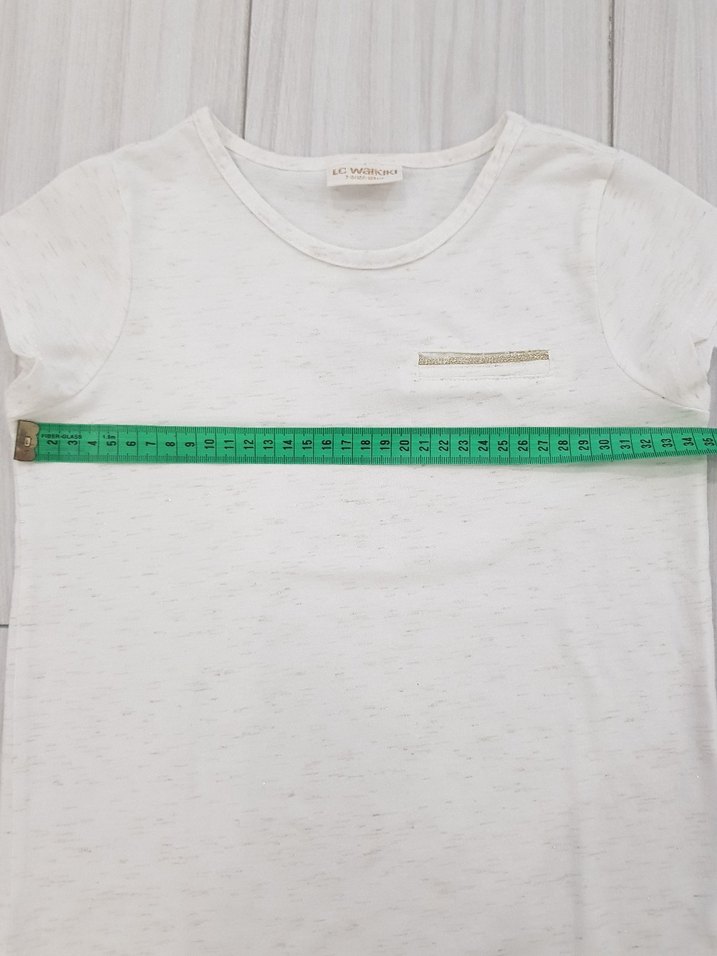 Kız Çocuk Beyaz Pamuklu Kısa Kollu Tişört - Görsel 3