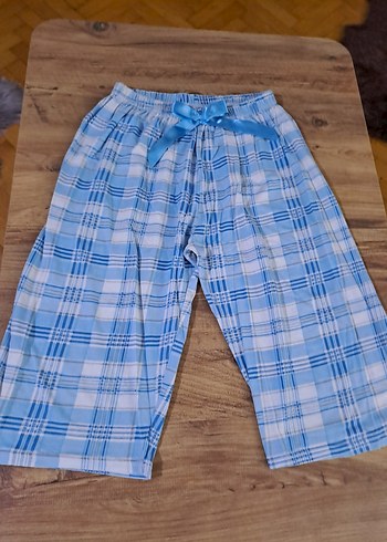 Mavi Pamuklu Midi PAMUKLU KAPRİ PIJAMA ALT - Görsel 3