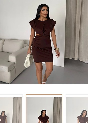 m Beden Kahverengi zara model Mini Elbise
