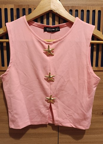 Düğmeli Pembe Mini Kadın üst