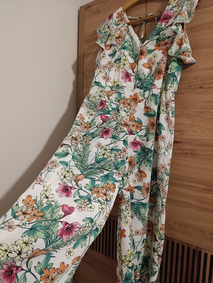 Çiçek Desenli Bohem Uzun Tulum - Görsel 2