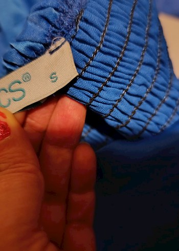 Mavi Uzun Drapeli Kadın Tulum - Görsel 4