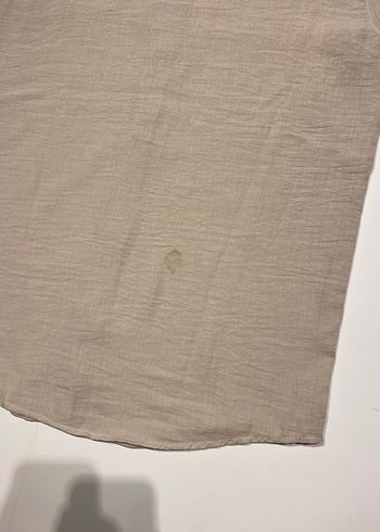 Bej Kısa Kollu Keten Erkek Gömlek - Görsel 9
