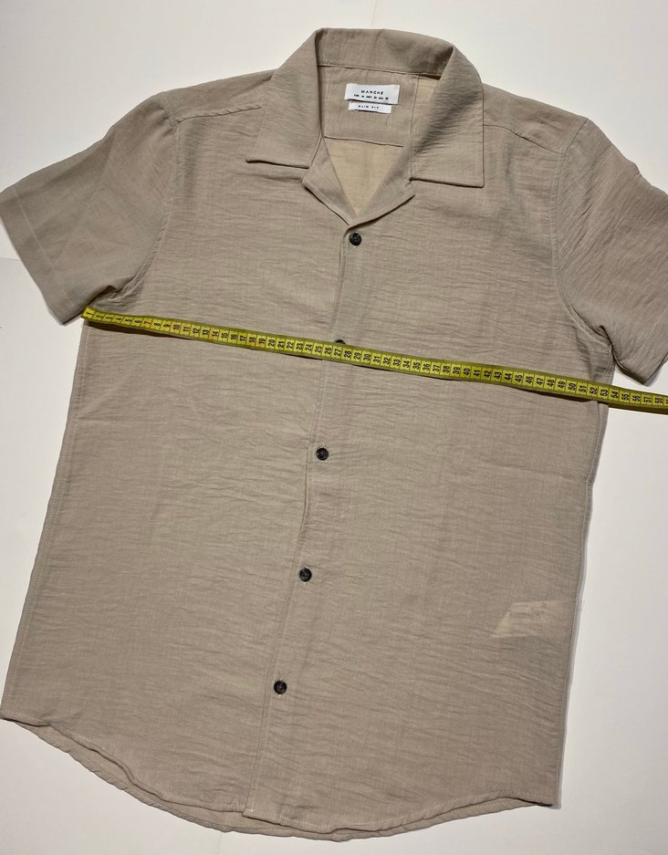 Bej Kısa Kollu Keten Erkek Gömlek - Görsel 4