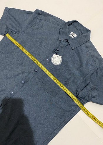 Erkek Lacivert Kısa Kollu Denim Gömlek - Görsel 7