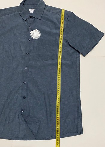 Erkek Lacivert Kısa Kollu Denim Gömlek - Görsel 8