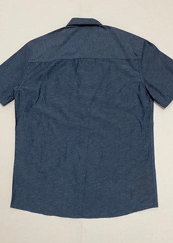 Erkek Lacivert Kısa Kollu Denim Gömlek - Görsel 5