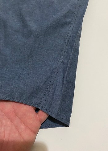 Erkek Lacivert Kısa Kollu Denim Gömlek - Görsel 6