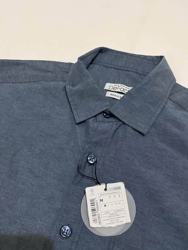 Erkek Lacivert Kısa Kollu Denim Gömlek - Görsel 3