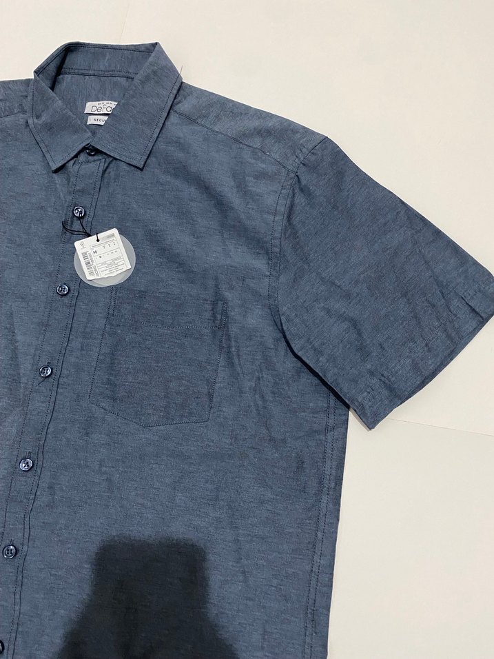 Erkek Lacivert Kısa Kollu Denim Gömlek - Görsel 4