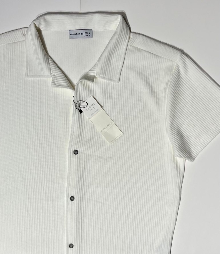 Erkek  Beyaz Kısa Kollu Gömlek - Görsel 3