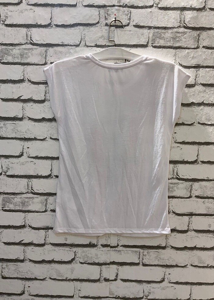 Beyaz Baskılı T-shirt | Pamuklu - Görsel 2
