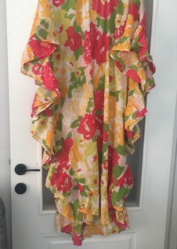 Çiçek Desenli Renkli Bohem plaj elbısesı - Görsel 2