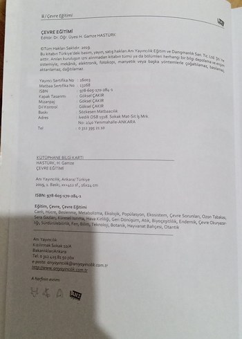 Çevre Eğitimi Kitabı - Gamze Hastürk Anı - Görsel 2