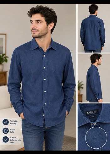 Ralph Lauren Lacivert Denim Gomlek