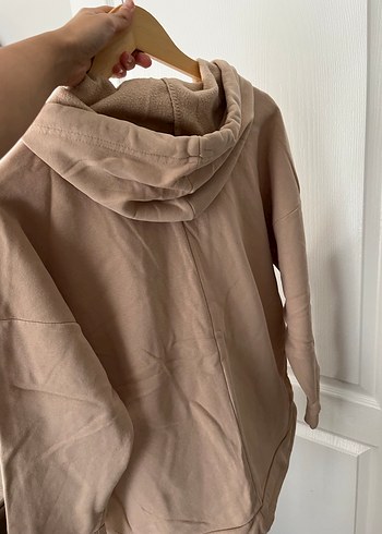 s Beden ten rengi Renk Bej Kapüşonlu Rahat Kesim Sweatshirt