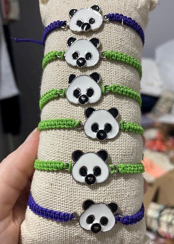 Diğer Renkli Boncuklu Panda Figürlü Bohem Bileklik