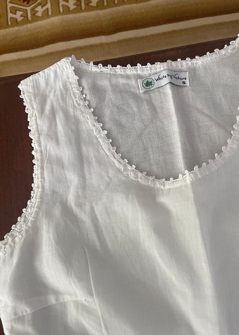 s Beden beyaz Renk White by Nature İşlemeli Beyaz Uzun Kolsuz Bohem Elbise