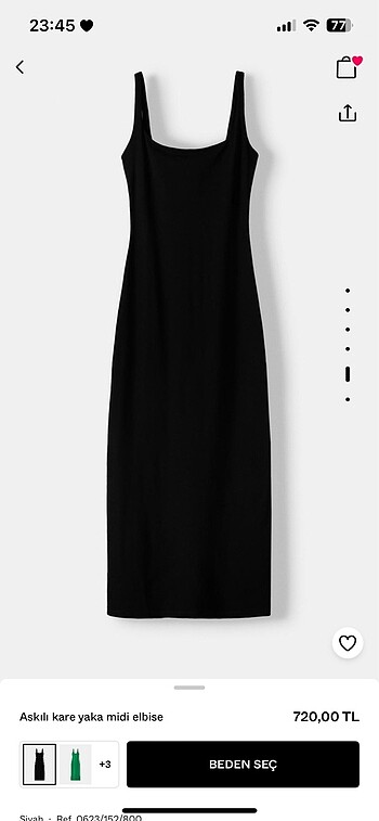 Bershka Bershka Kare Yaka Midi Elbise