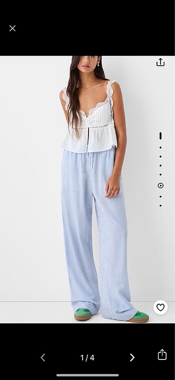 Bershka Straight Fit Çizgili Pantolon