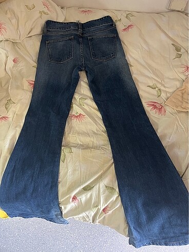 xs Beden lacivert Renk Mango Vintage Düşük Bel İspanyol Paça Pantolon